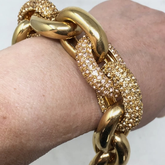 J. Crew Jewelry - Signed J. Crew Bracelet Amber Pink Rhinestone